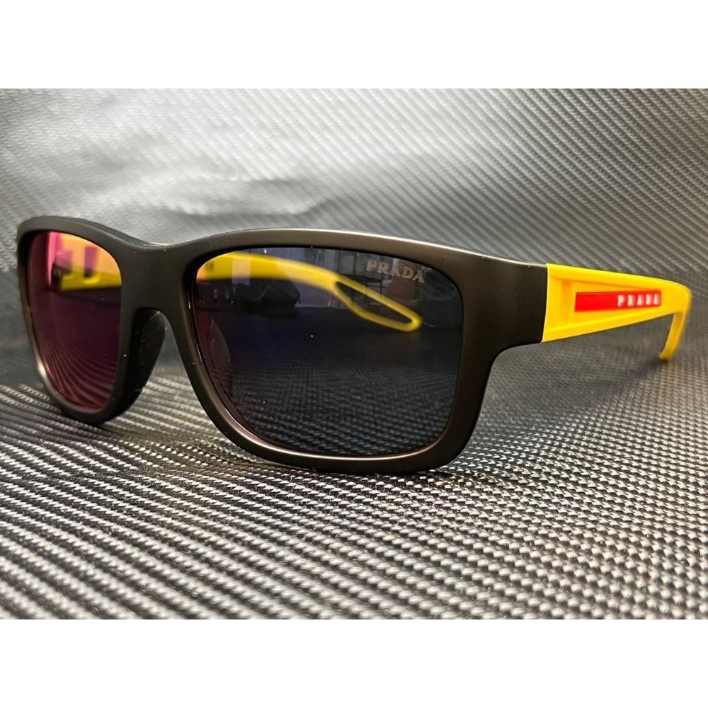 Prada Black Rubber Yellow Sunglasses! New w/ box
